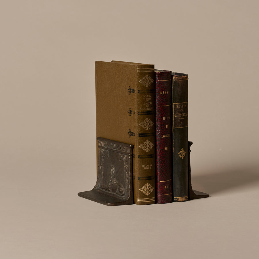 Egyptian Sphinx Bookends & Antique Books