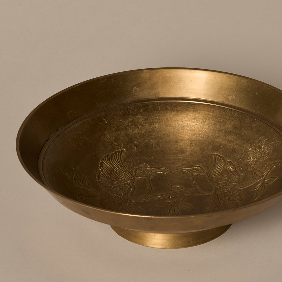 Engraved Pedestal Bowl with Bird Motif