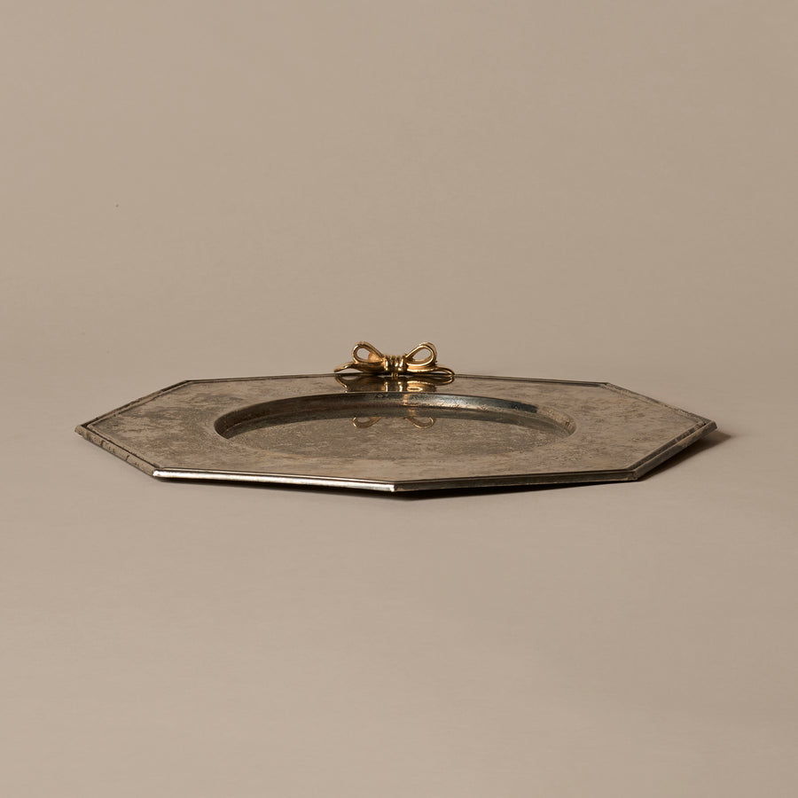 Antique Octagonal Tray with Bow
