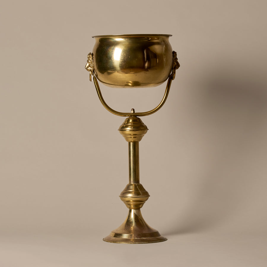 Antique Pedestal Plant Pot With Lion's Head Handles