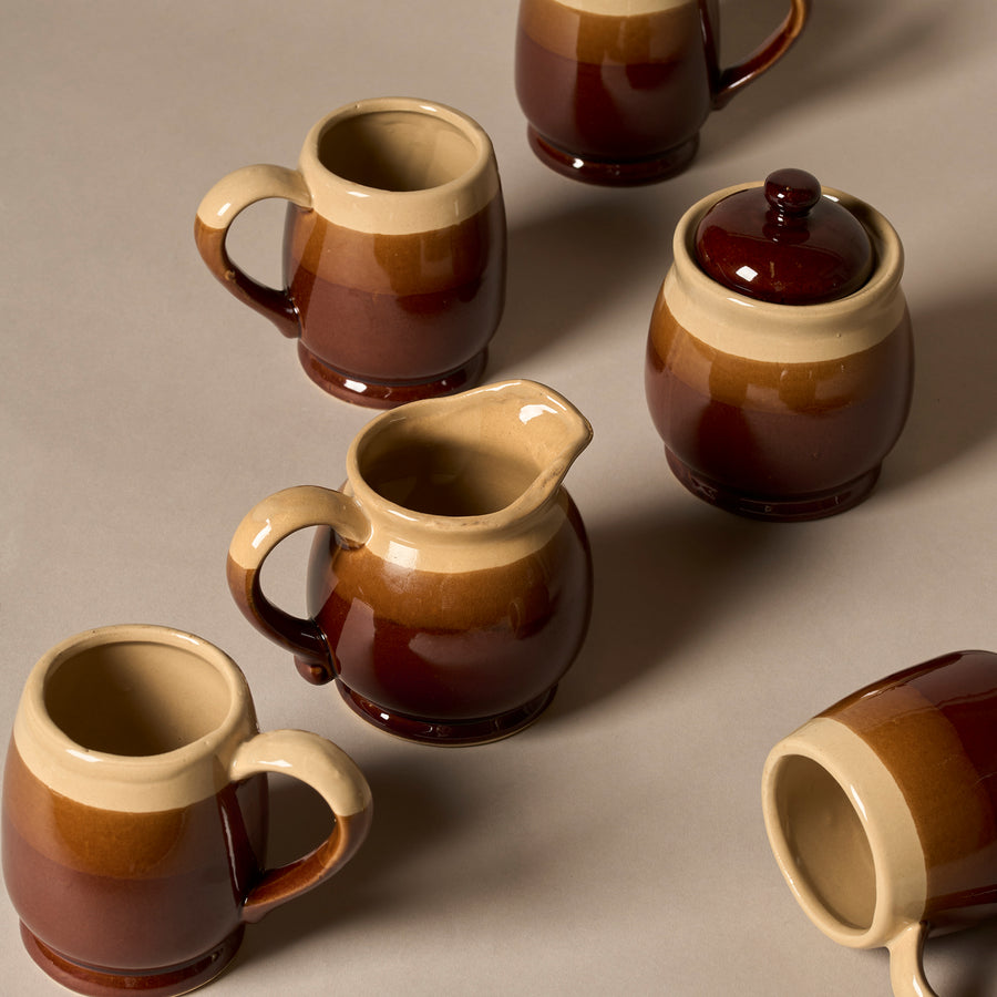 Tri-Tone Glazed Vintage Stoneware Coffee Set