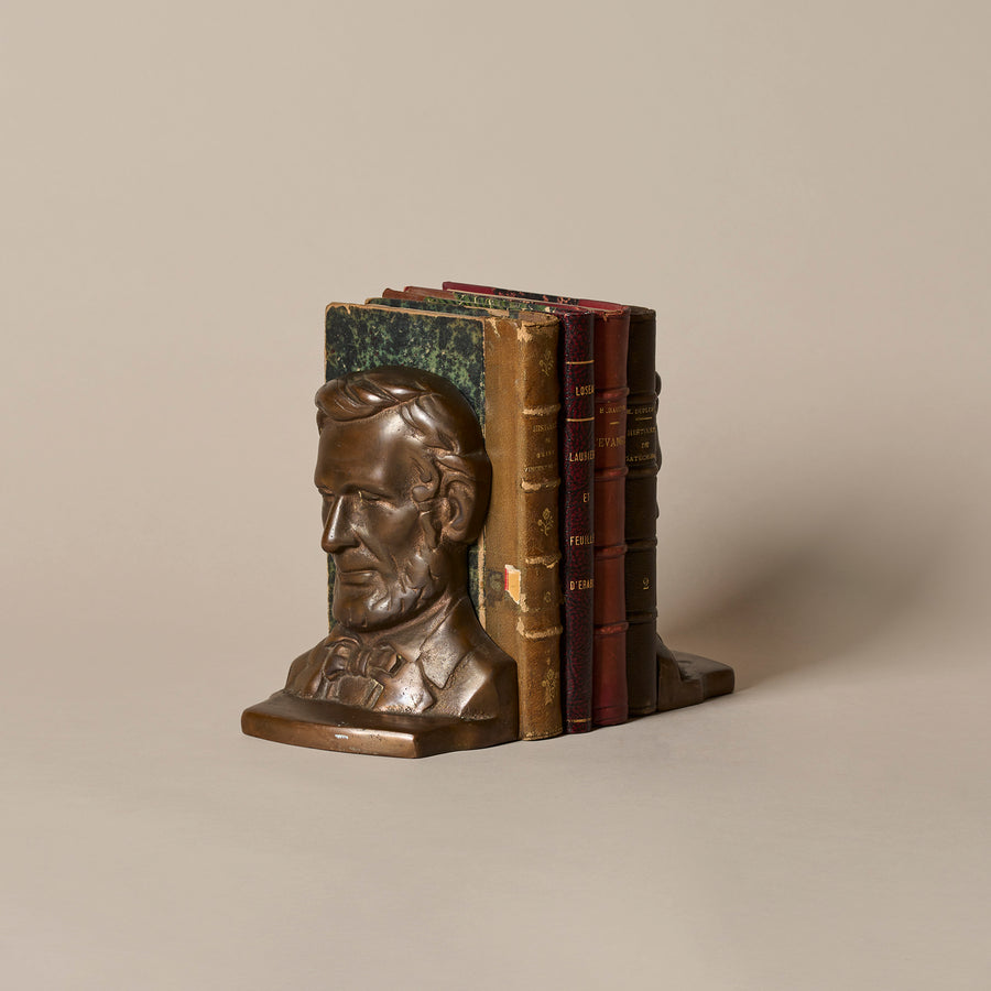 Early 20th Century Abraham Lincoln Bookends & Antique Books