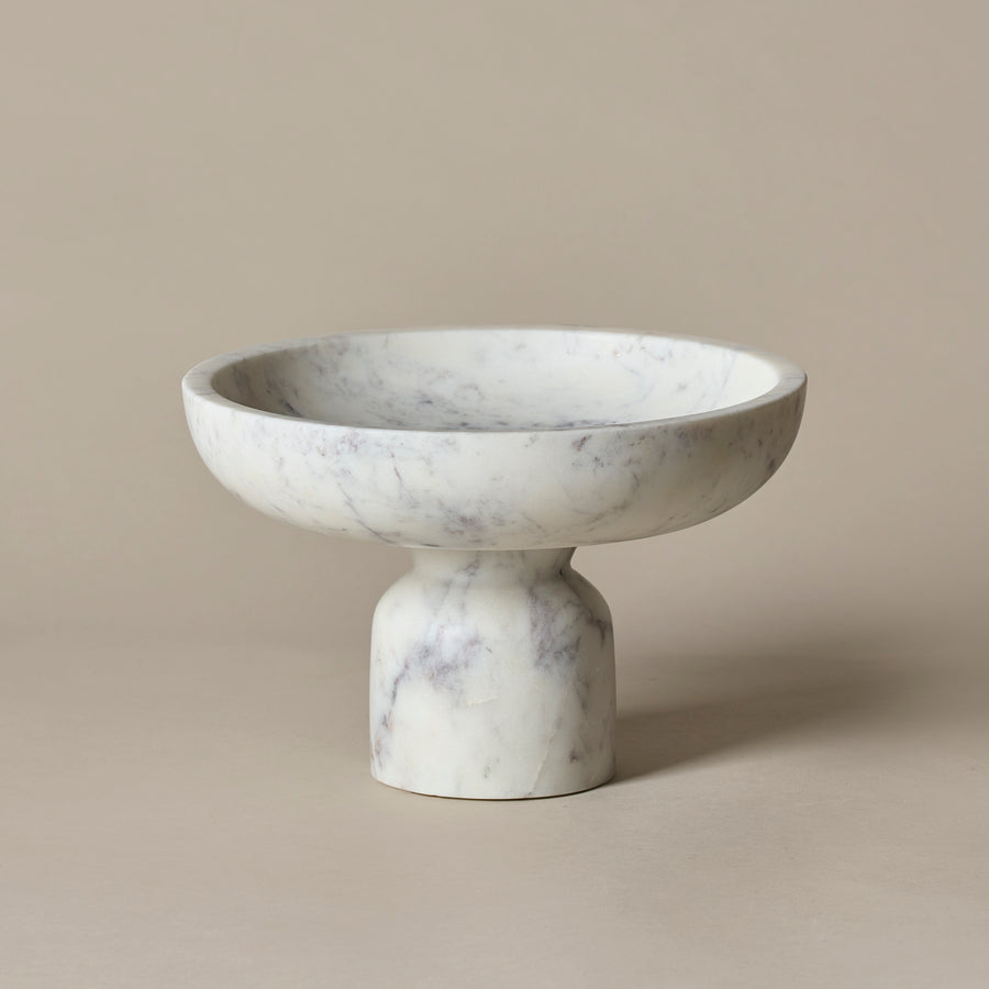 White Marble Pedestal Bowl