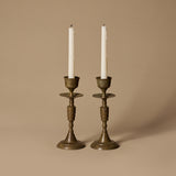 Pair of Antique Turned Brass Candleholders