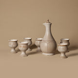 1960s Beauceware Carafe Set with Pedestal Cups Marked CH-28