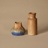 Signed Gilbert Méténier Glazed Vase with Tall Stoneware Vessel