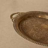 Plateau de service floral en laiton gravé