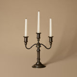 Antique Brass Three Branch Candleholder