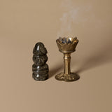 Black Onyx Figurine with Ornate Incense Burner