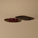 Antique Etched Brass & Hand-Painted Toleware Tray Set