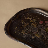 Victorian Woven Wire Basket with Amphora Vase & Decorative Toleware Tray