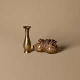 Handcarved Jade Dragon Trinket Box & Brass Vase Duo