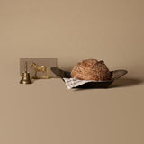 Vintage Brass Bell and Horse Napkin Holder with Decorative Toleware Tray