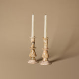 Paire de bougeoirs en onyx sculptés à la main