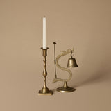 Duo de bougeoir et cloche dragon en laiton ancien