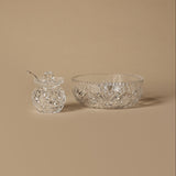 Cut Crystal Bowl & Preserve Jar with Spoon