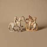 Pair of Mbigou Stone Horse & Rider Sculptures