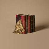 Vintage Brass Horse Bust Bookend & Antique Books