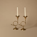 Vintage Trumpet Candleholder Duo