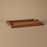 Handcarved Decorative Wood Tray with Brass Inlay