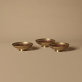 Set of Three Vintage Brass Enameled Peacock Bowls