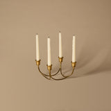 MCM Curved Brass Four Light Candleholder