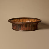 Vintage Flared Bamboo Basket with Woven Base