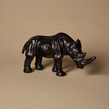 1940s Handcrafted Leather Rhino Sculpture