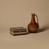 Signed Ceramic Pitcher and Marquetry Box Duo