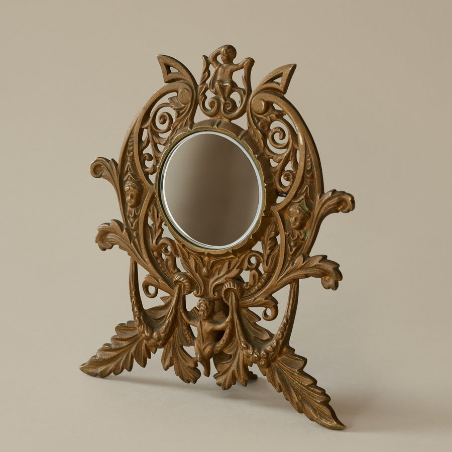 Vintage Antique Cherubs Table Mirror