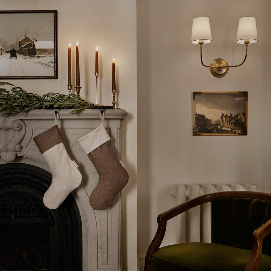 Bas de Noël en sherpa blanc