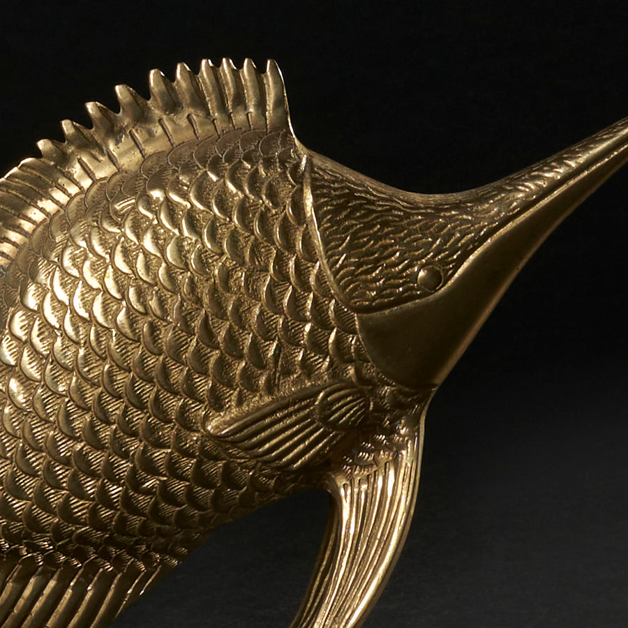 Ensemble de statuettes de poissons tropicaux en laiton vintage