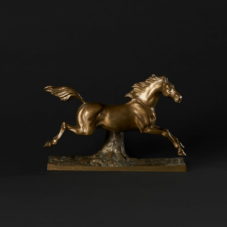Sculpture français de cheval au galop en bronze