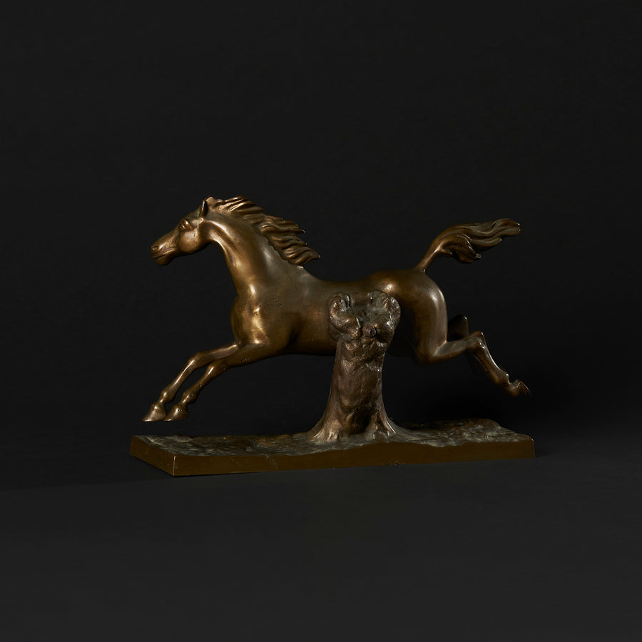 Sculpture français de cheval au galop en bronze