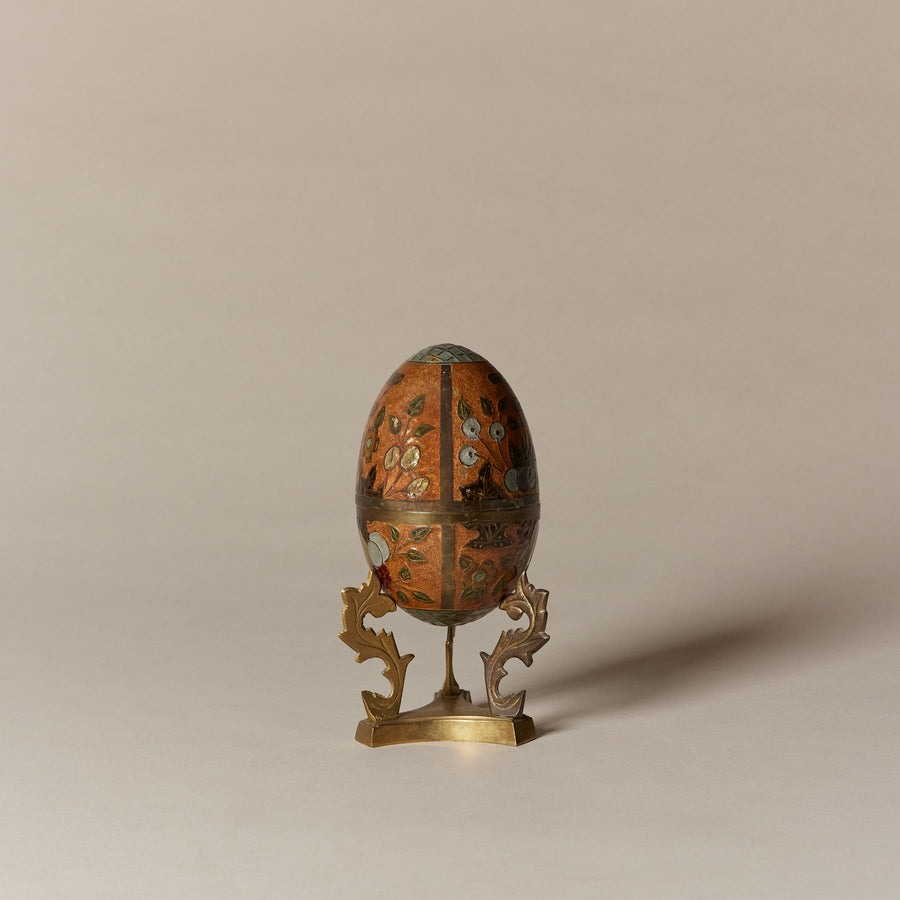 Oeuf émaillé cloisonné sur support vers 1960