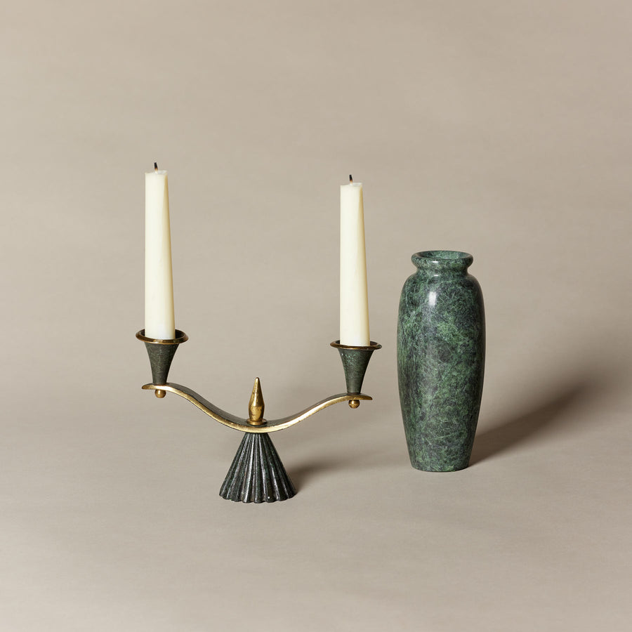 Chandelier Dayagi Shabbat & vase en marbre vert