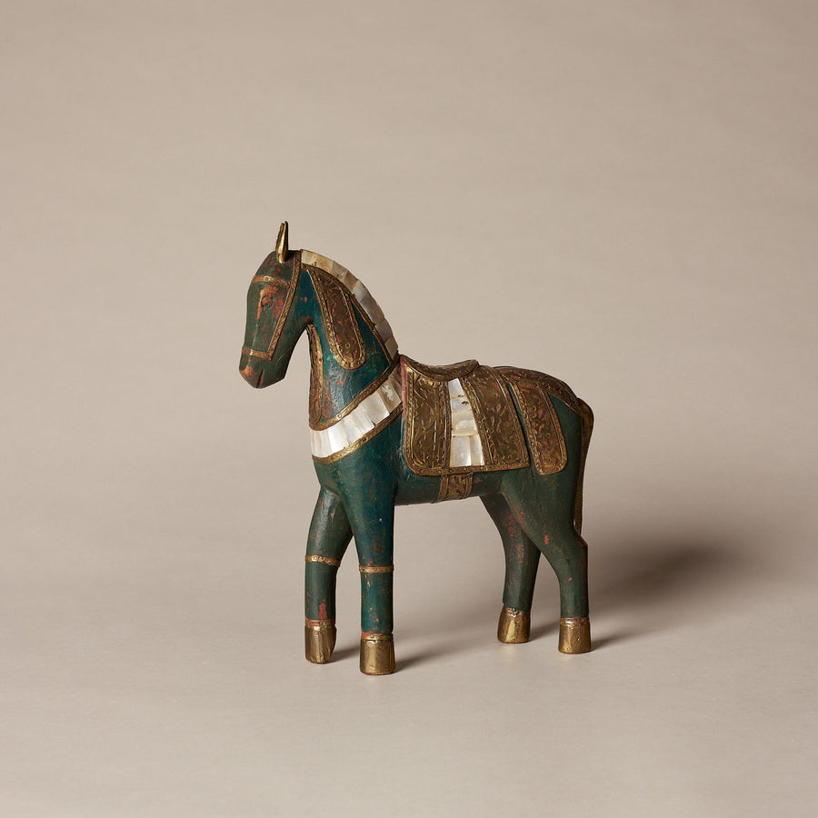 Cheval en bois antique Marwari