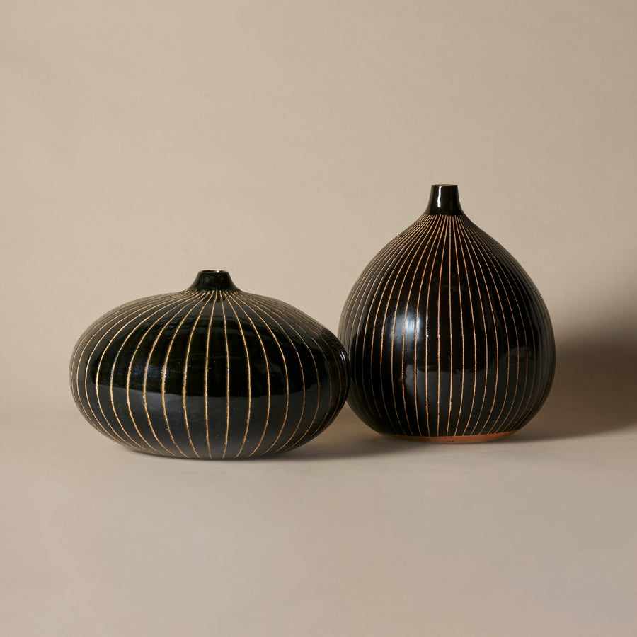 Duo de vases rayés