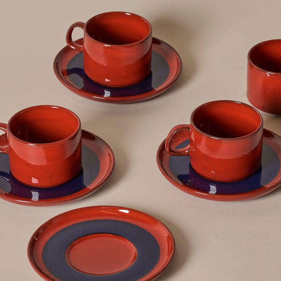 Ensemble de tasses et soucoupes Melitta Ceracron Copenhagen vintage des années 1970