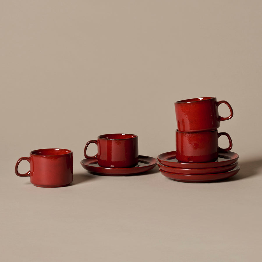 Ensemble de tasses et soucoupes Melitta Ceracron Copenhagen vintage des années 1970