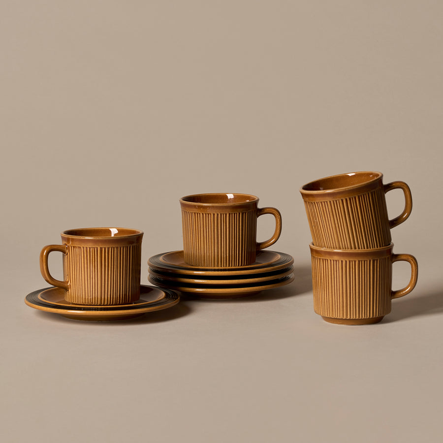 Ensemble vintage de tasses et soucoupes japonaises en pierre de fer