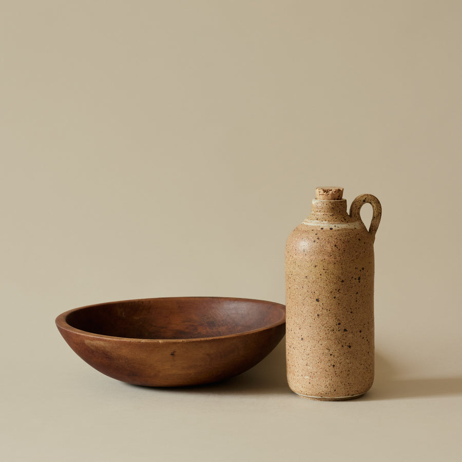 Bol à Beurre Antique en Bois Début 1900 & Cruche