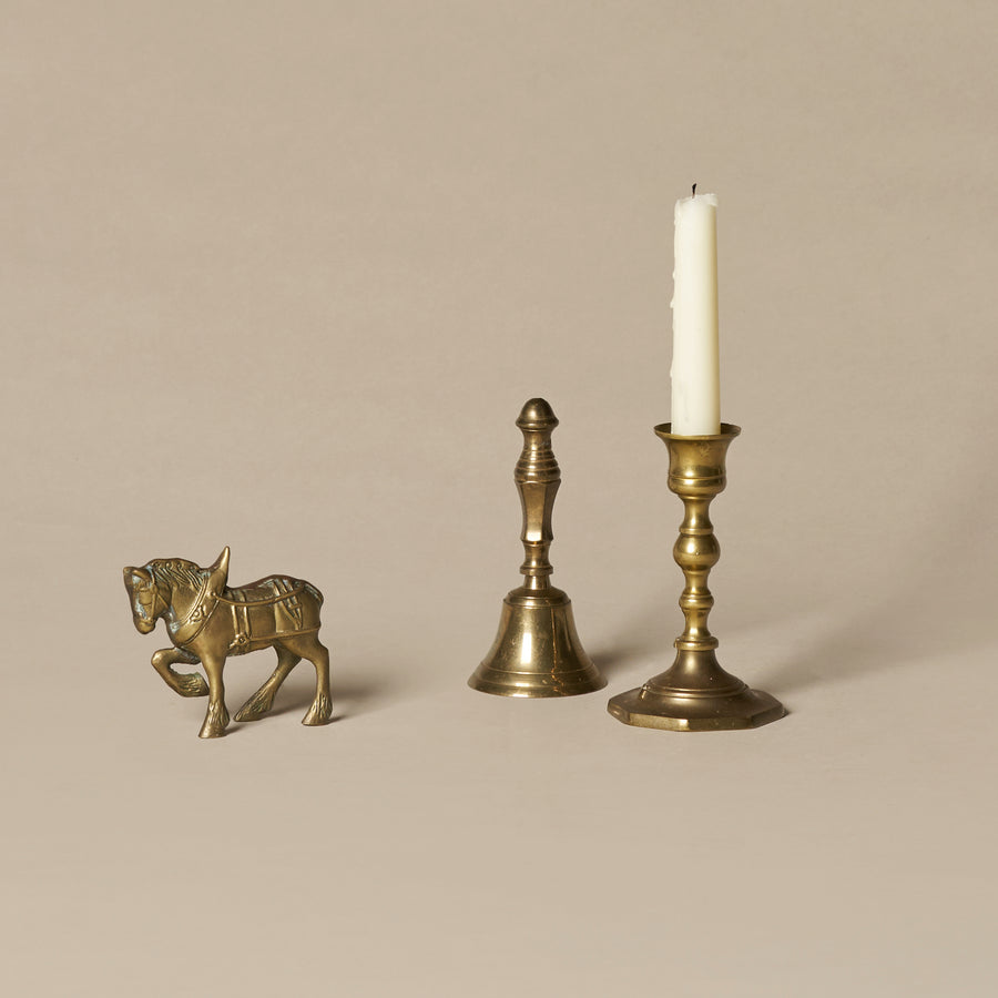 Statuette de cheval, cloche & bougeoir